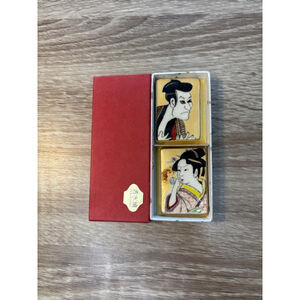 Japanese ceramic chopstick rests, kutani-ware ceramics, ukiyoe Kuniyoshi Syaraku